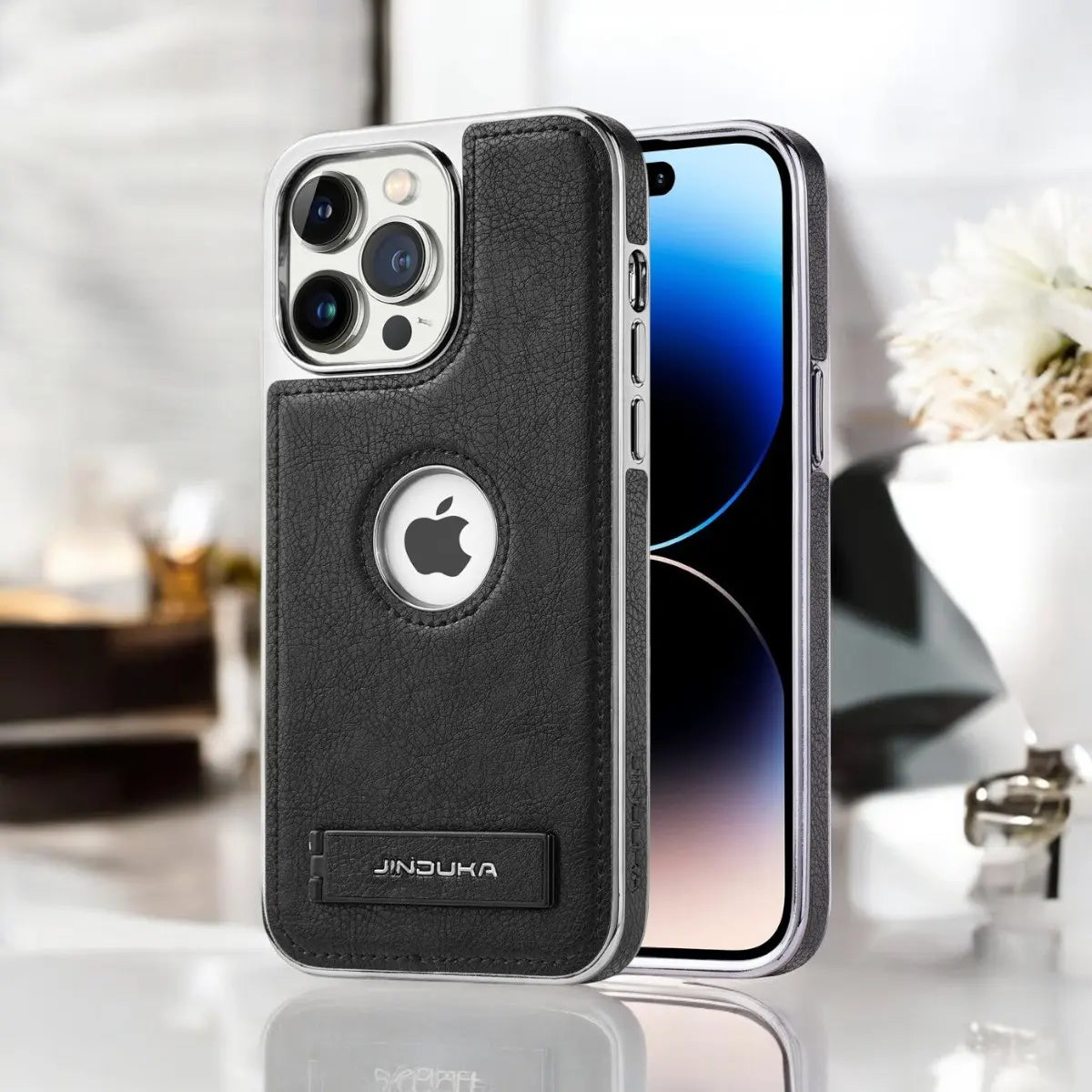 JINDUKA PU Leather iPhone Case With Stand