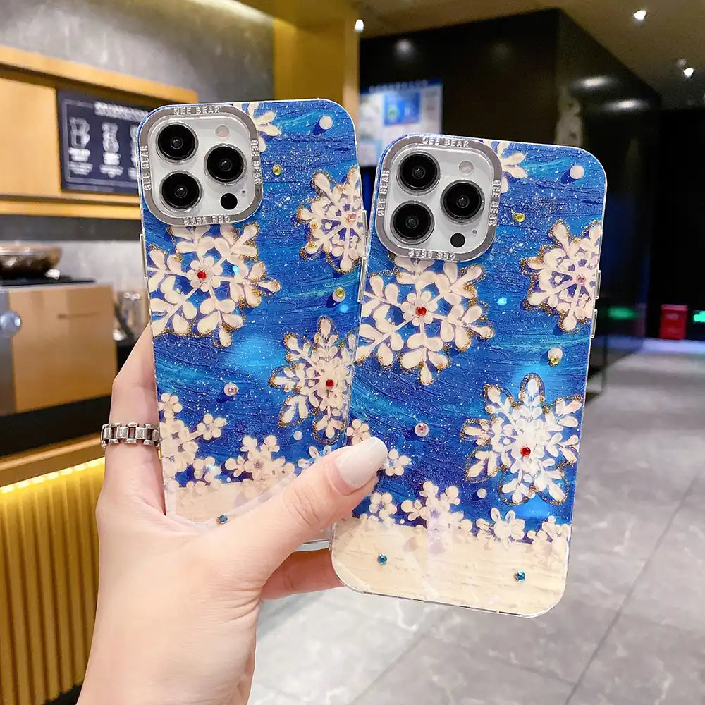 Glossy Blue Floral Case For iPhone - BD Gadget
