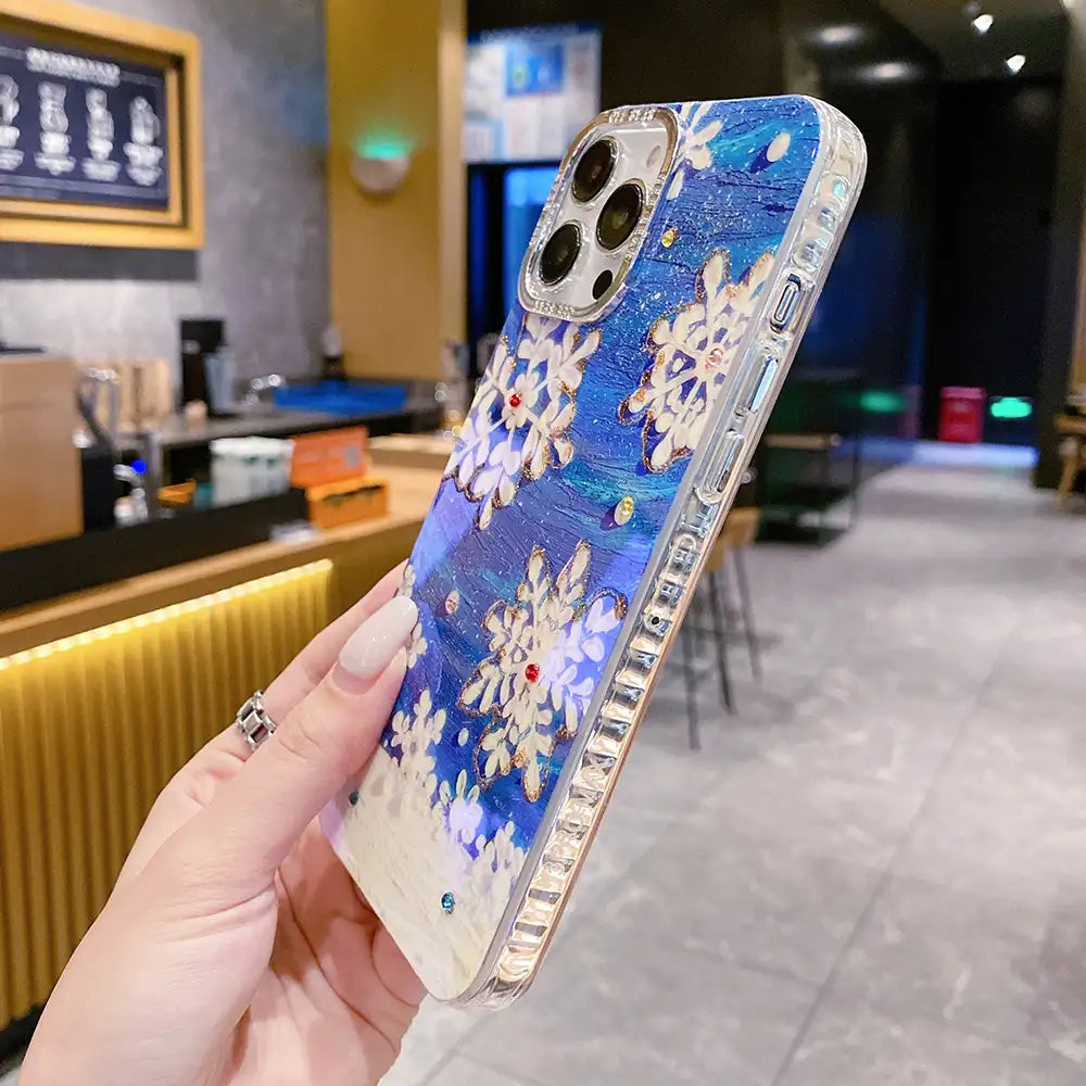 Glossy Blue Floral Case For iPhone - BD Gadget