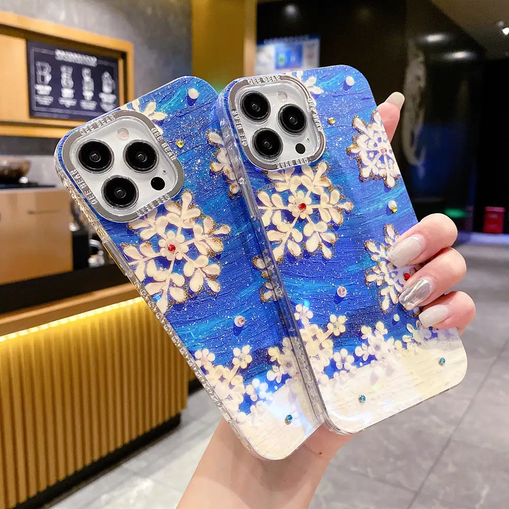 Glossy Blue Floral Case For iPhone - BD Gadget