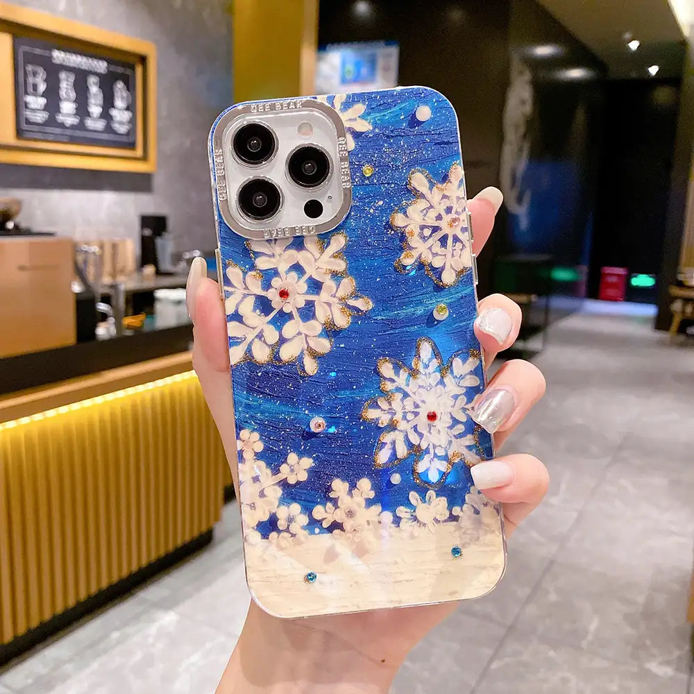 Glossy Blue Floral Case For iPhone - BD Gadget