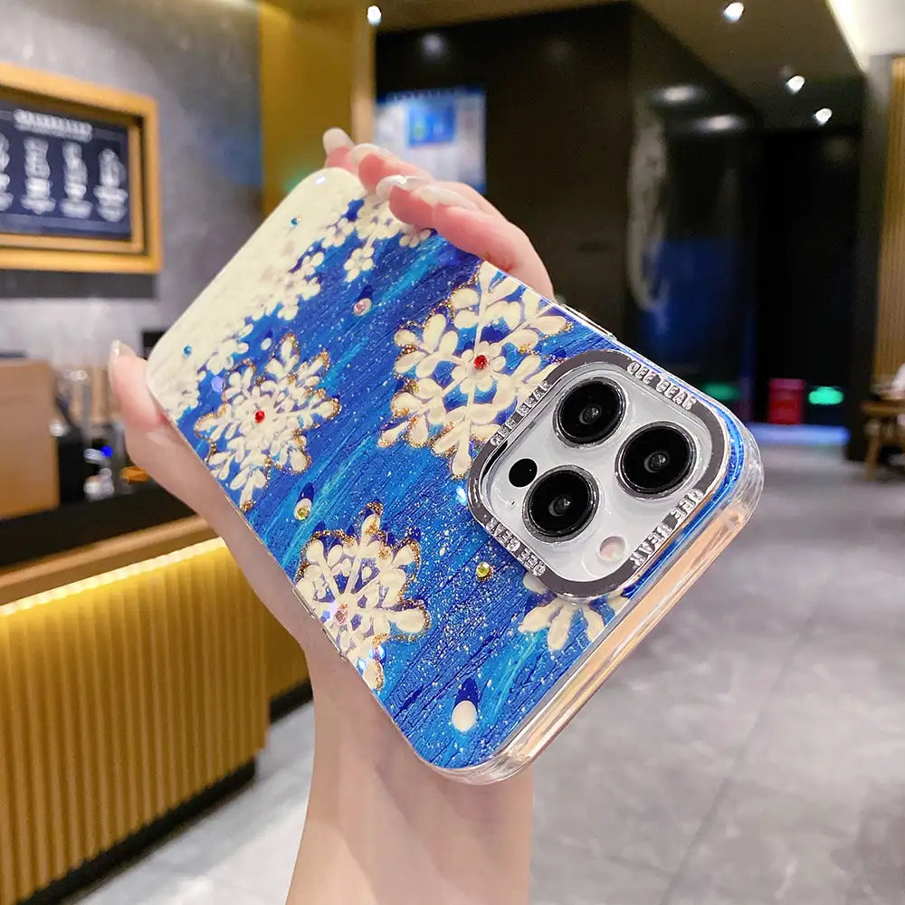 Glossy Blue Floral Case For iPhone - BD Gadget