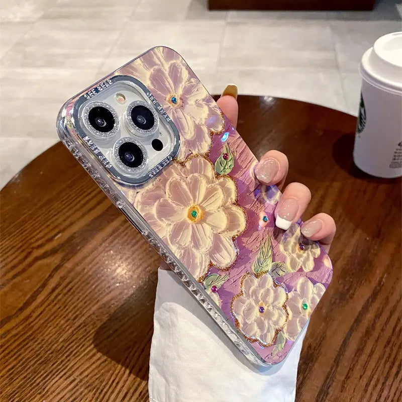 Glossy Pink Floral Case For iPhone
