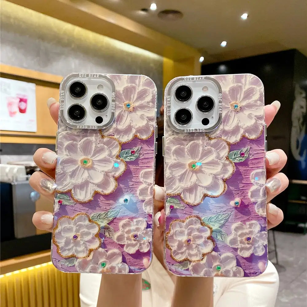Glossy Pink Floral Case For iPhone