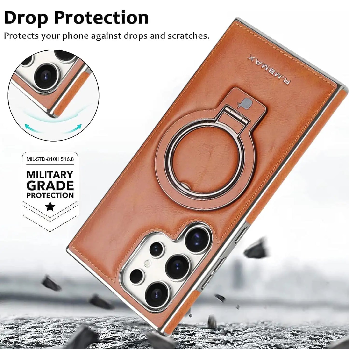 RMBMAX PU Leather Magnetic Ring Case For Samsung - BD Gadget