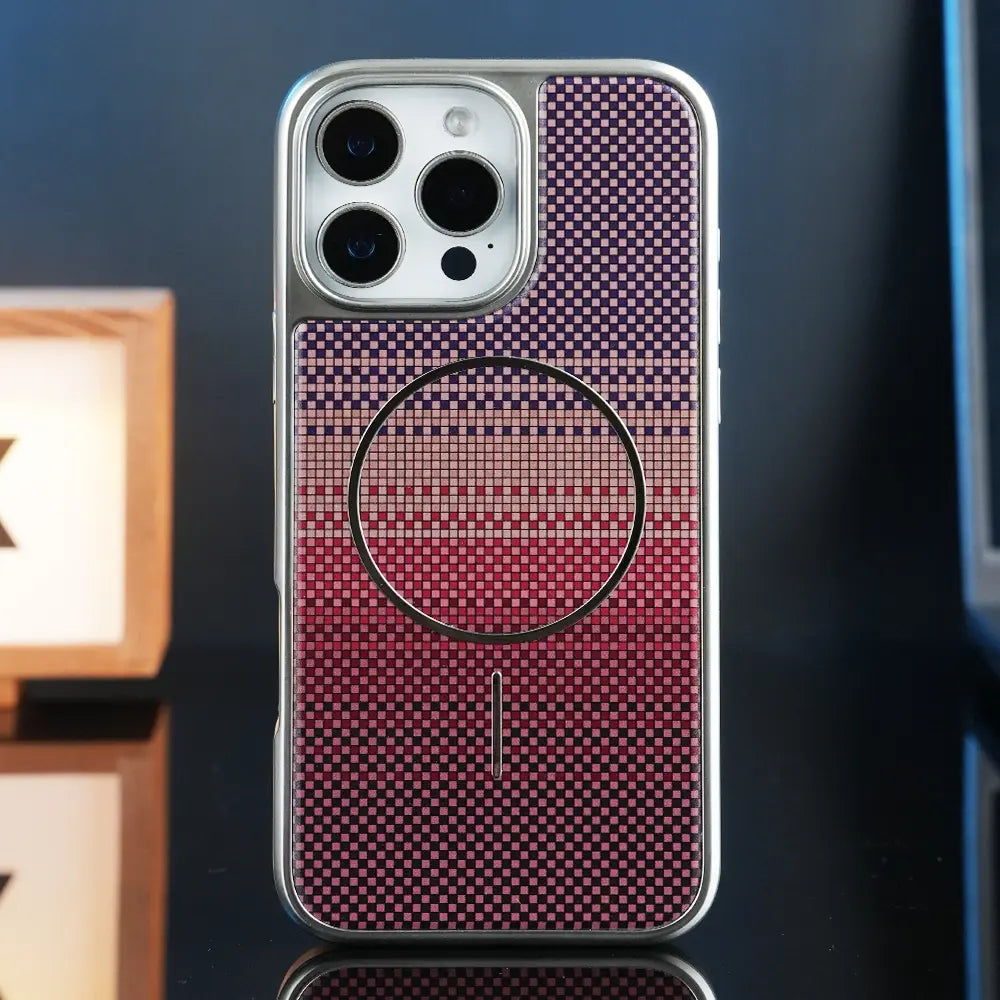 Carbon Fiber Gradient MagSafe iPhone Case in Red Gradient