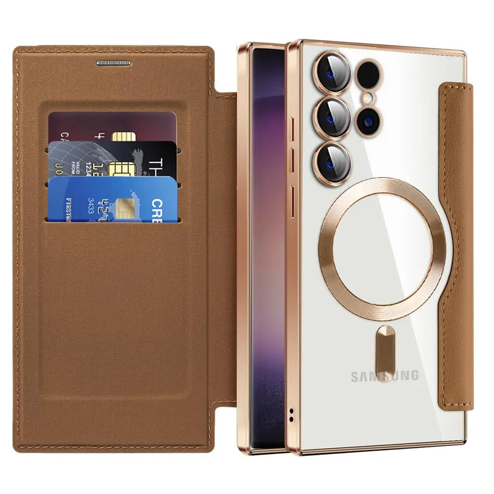 Premium PU Leather Flip Wallet Case for Samsung