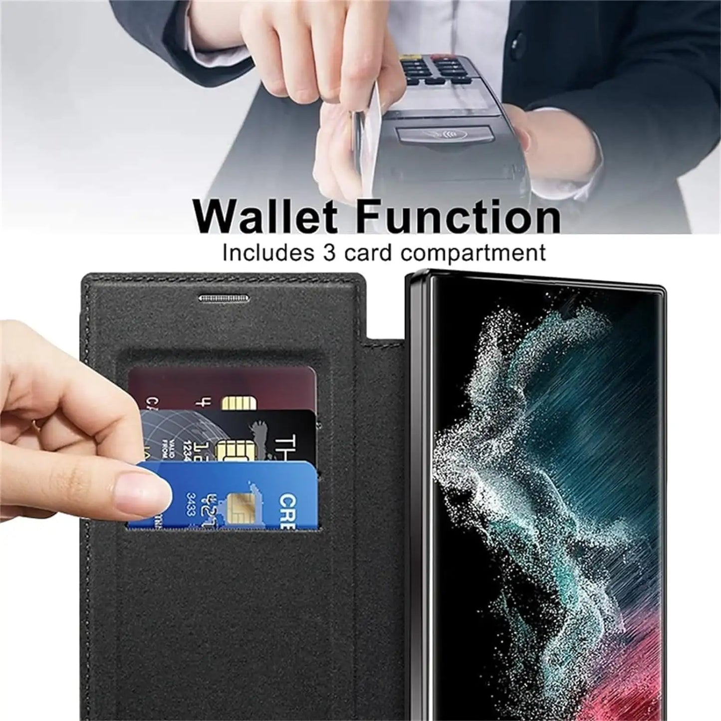 Premium PU Leather Flip Wallet Case for Samsung