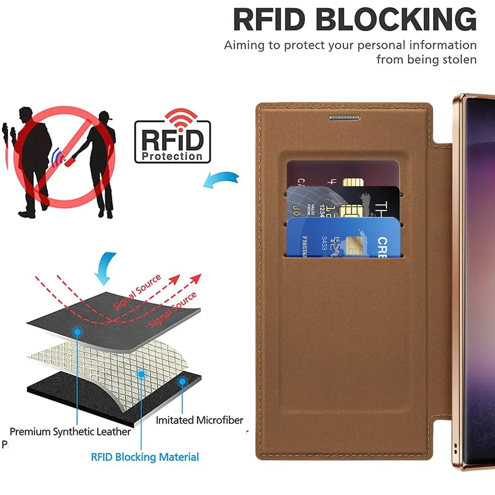Premium PU Leather Flip Wallet Case for Samsung