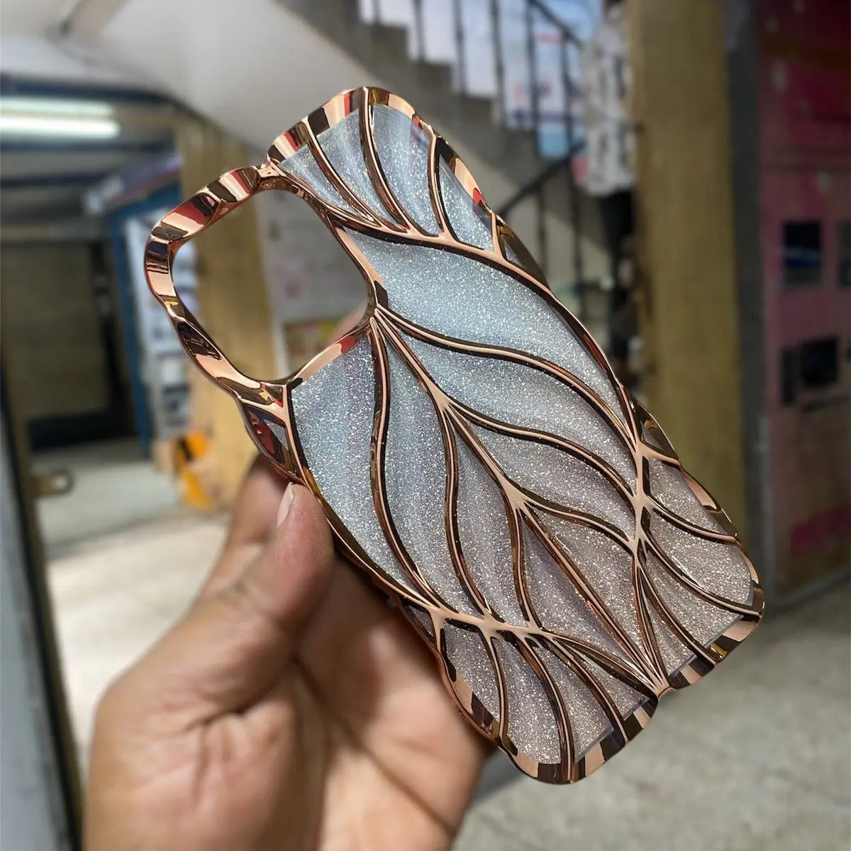 Premium Electroplated Leaf Design Golden iPhone Case