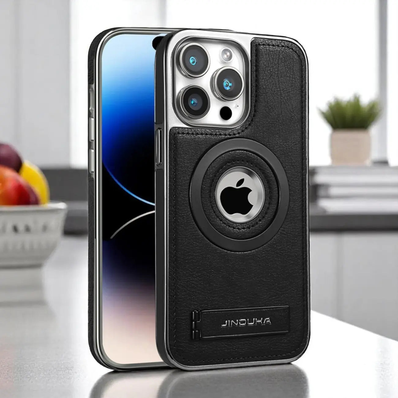 JINDUKA PU Leather Magsafe iPhone Case With Stand