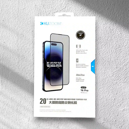 Kuzoom 20° Large Anti-Peep Privacy Glass Protector - BD Gadget