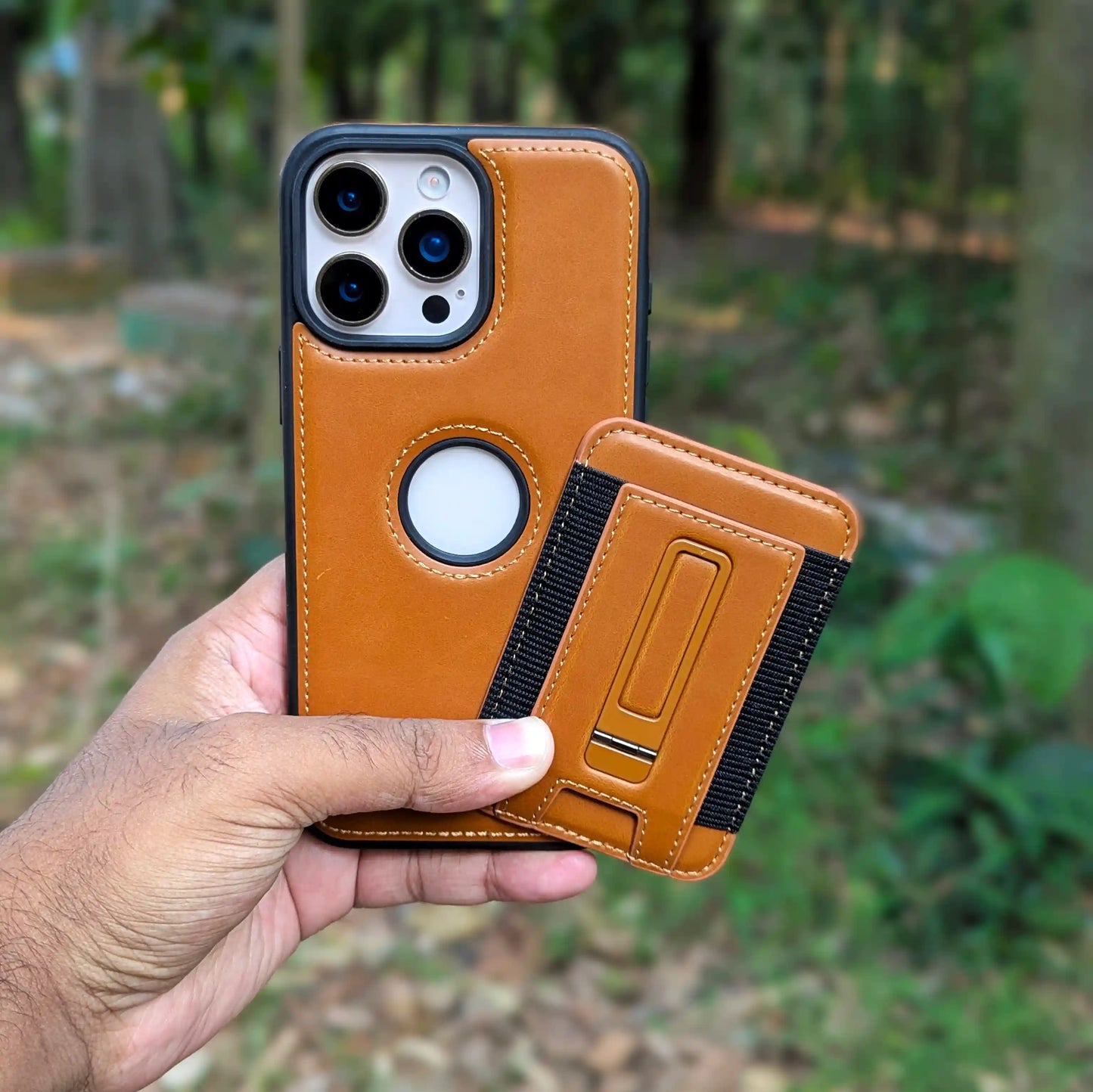 Detachable PU Leather Magnetic Card Holder Cover For iPhone - BD Gadget