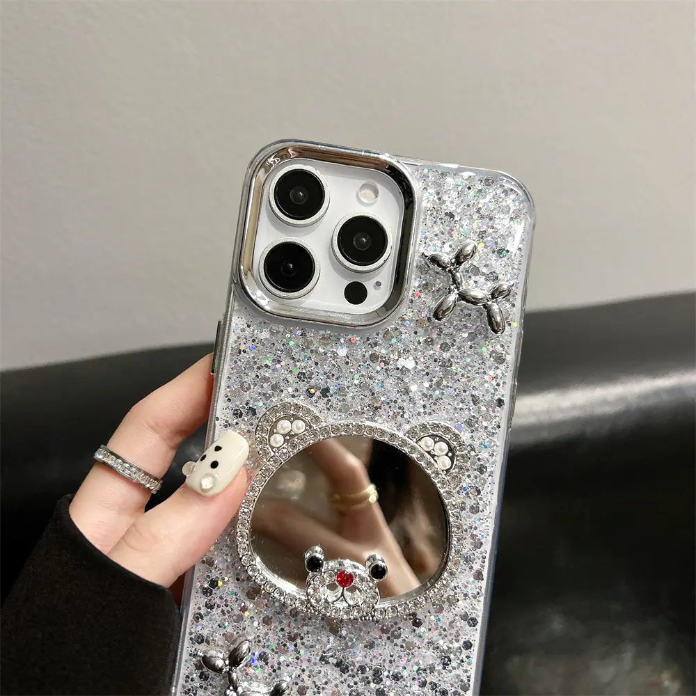 Premium Stylish Mirror & Glitter Bling iPhone Case – Protective Yet Trendy Look