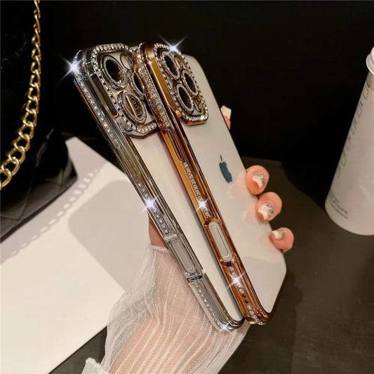 Luxury Stone & Glittery Camera Lens Protection iPhone Case - BD Gadget