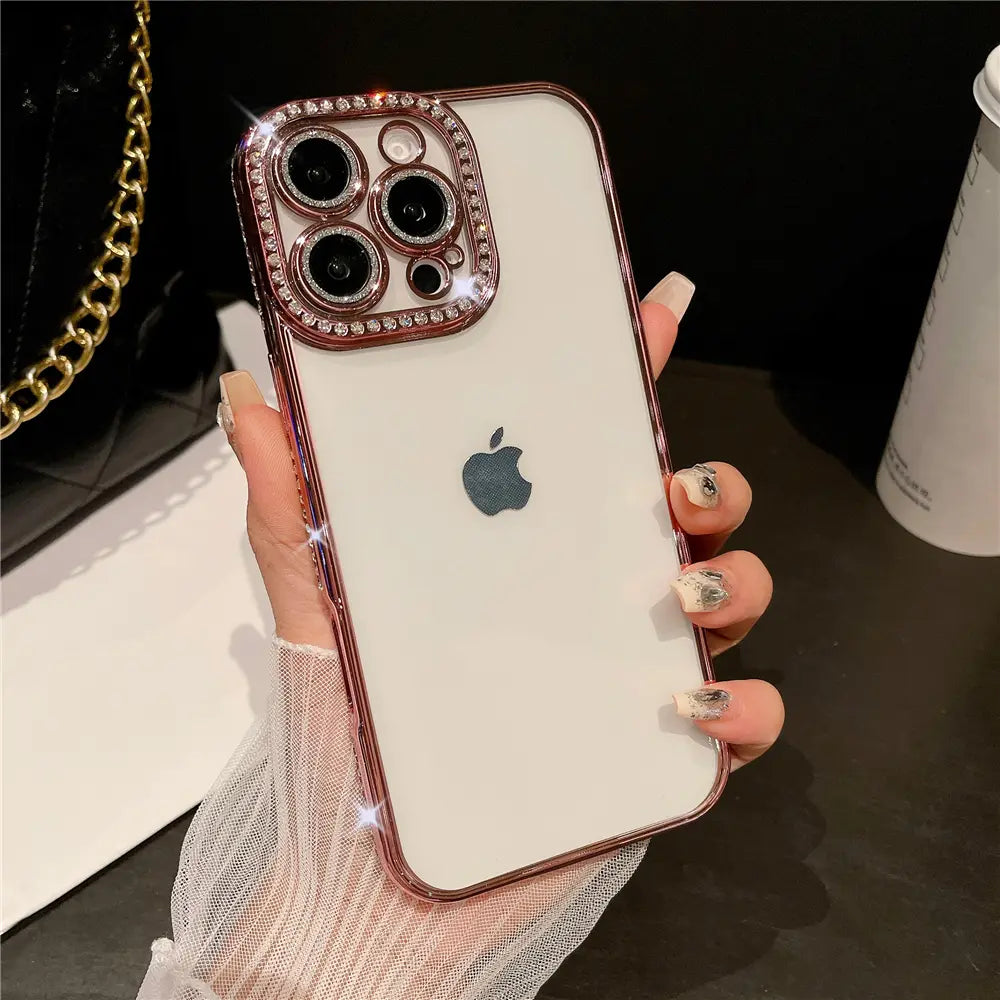Luxury Stone & Glittery Camera Lens Protection iPhone Case - BD Gadget