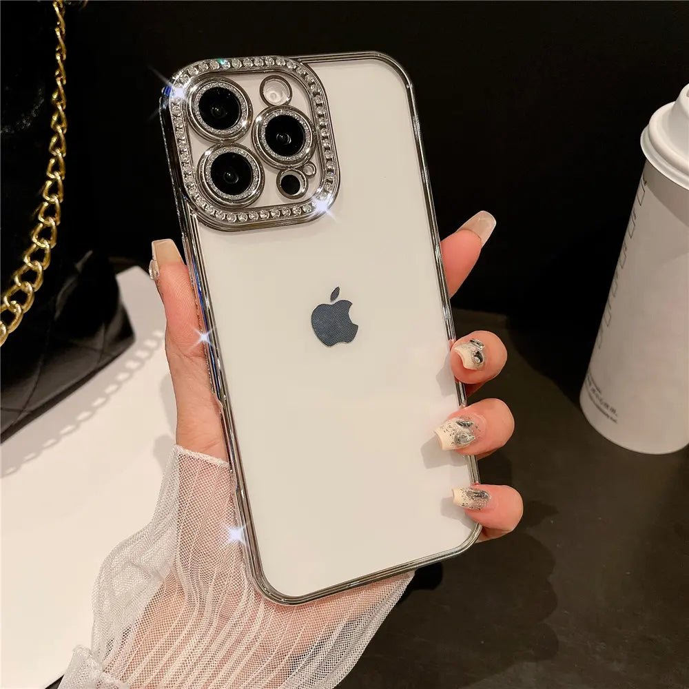 Luxury Stone & Glittery Camera Lens Protection iPhone Case - BD Gadget