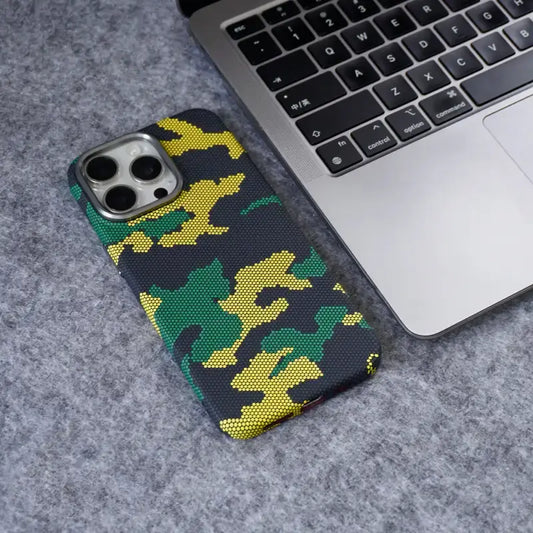 Luxo Life Carbon Fiber Texture Back Case for iPhone (Army Design) - BD Gadget