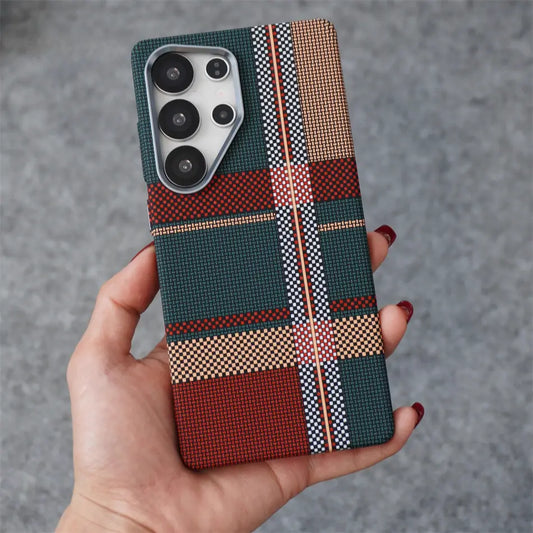 Luxo Life Carbon Fiber Texture Back Cover Samsung (Checkered Pattern)