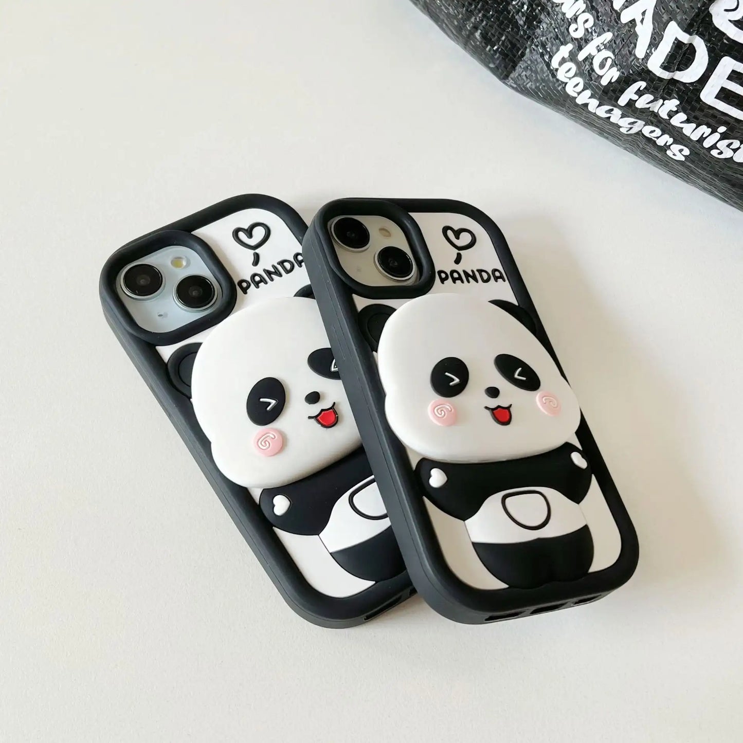 Cute 3D Panda Mirror Silicone Case for iPhone - BD Gadget