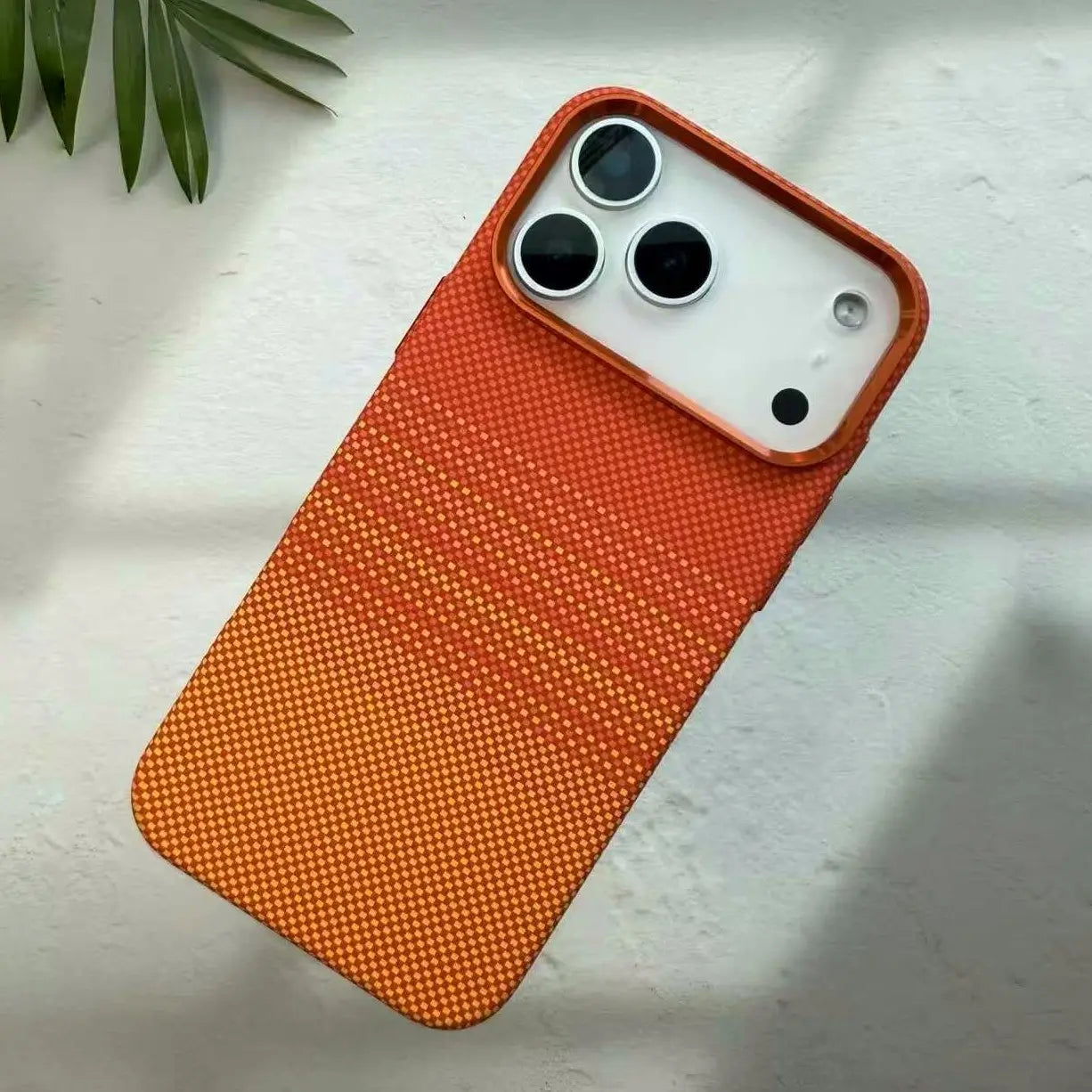 Luxo Life Carbon Fiber Texture Back Case for iPhone (orange)