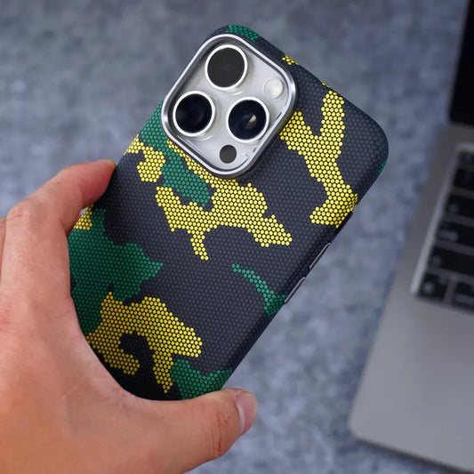 Luxo Life Carbon Fiber Texture Back Case for iPhone (Army Design) - BD Gadget