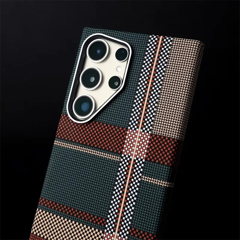 Luxo Life Carbon Fiber Texture Back Cover Samsung (Checkered Pattern)