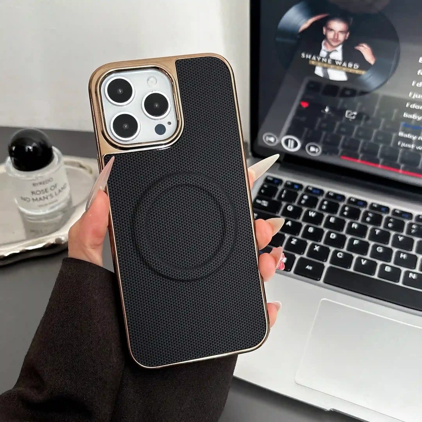 Soft Flannel PU Leather Cover For iPhone