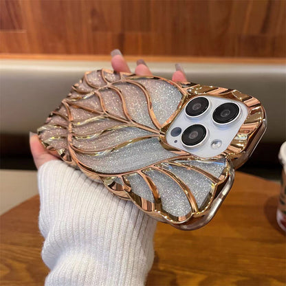 Premium Electroplated Leaf Design Golden iPhone Case
