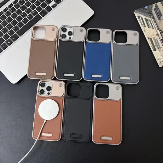 Aluminum Metal Frameless & PU Leather iPhone Case