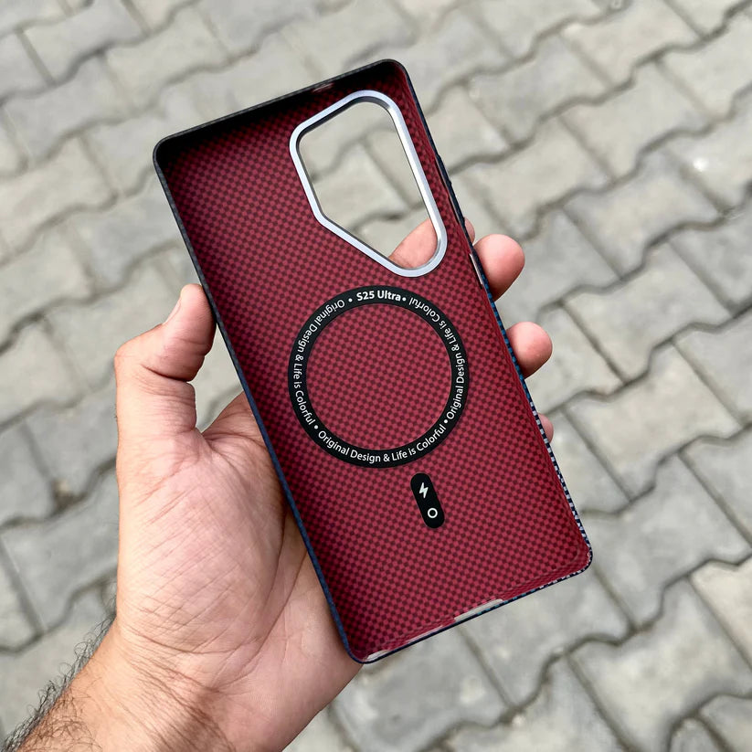 Luxo Life Carbon Fiber Texture Back Cover Samsung (Blue Checkered)