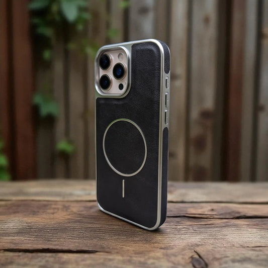 Side view of Premium Magnetic PU Leather iPhone Cover showing slim design