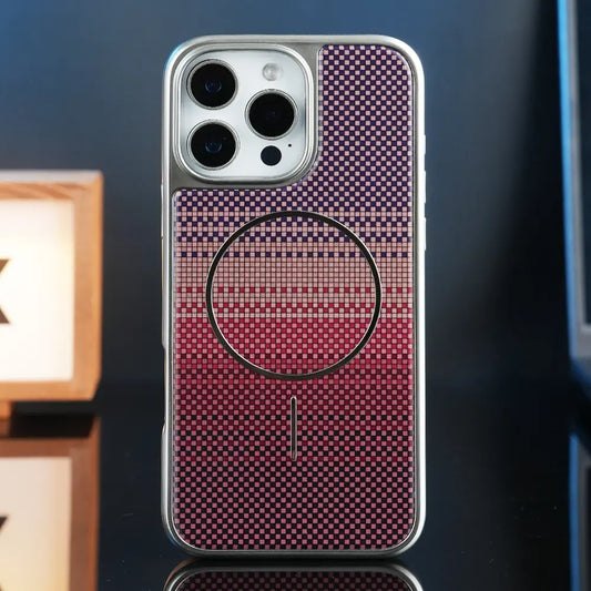 Carbon Fiber Gradient MagSafe iPhone Case in Red Gradient