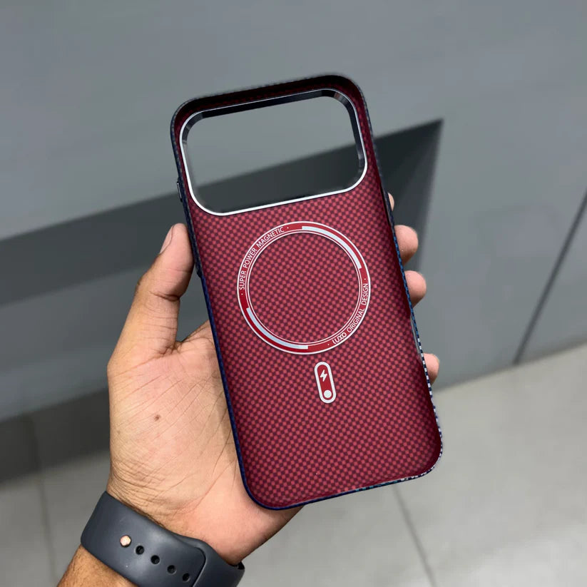 Luxo Life Carbon Fiber Texture Back Case for iPhone (Blue Checkered)