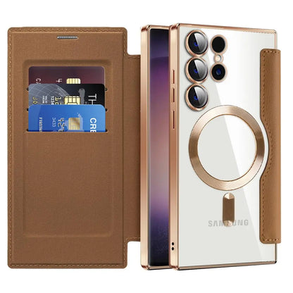 Premium PU Leather Flip Wallet Case for Samsung