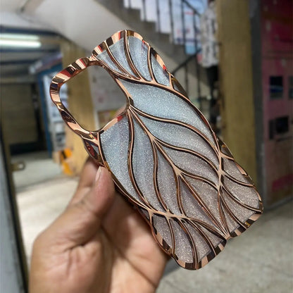 Premium Electroplated Leaf Design Golden iPhone Case
