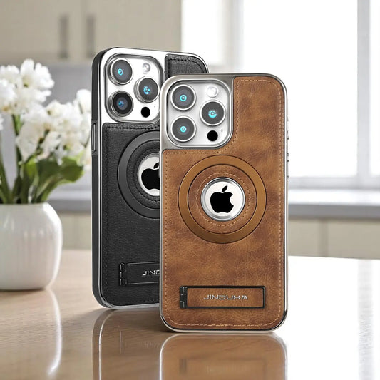 JINDUKA PU Leather Magsafe iPhone Case With Stand