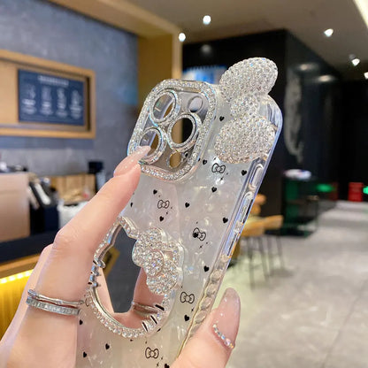 Hello Kitty Clear iPhone Cover with Sparkling Bow, Mirror Design and Camera Lens Guard
