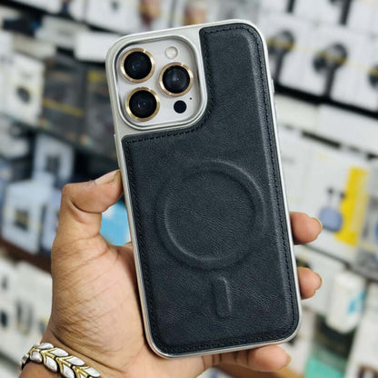 Premium Electroplated PU Leather Back Case For iPhone