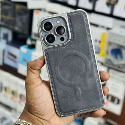 Premium Electroplated PU Leather Back Case For iPhone