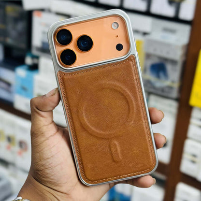 Premium Electroplated PU Leather Back Case For iPhone