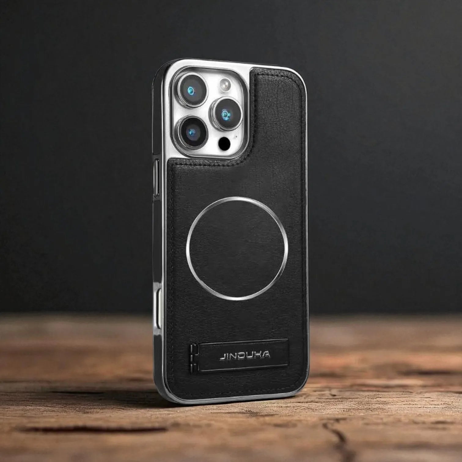 JINDUKA PU Leather MagSafe iPhone Case with Velvet Inner & Kickstand