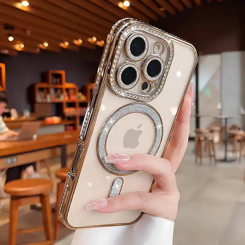 Luxury Sparkle Stone MagSafe Case with Full Lens Guard