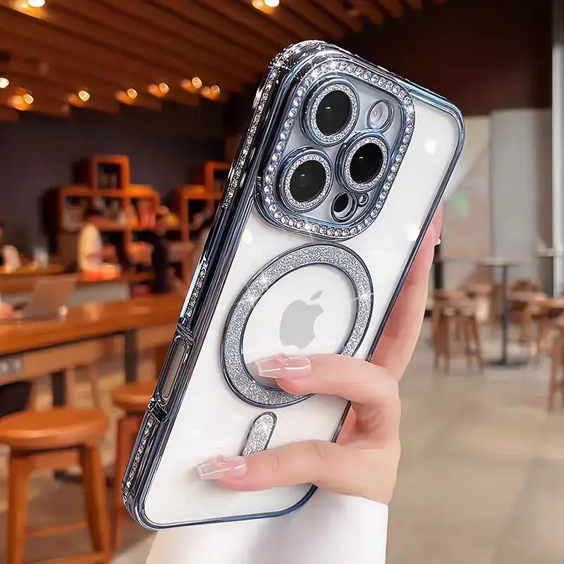 Luxury Sparkle Stone MagSafe Case with Full Lens Guard