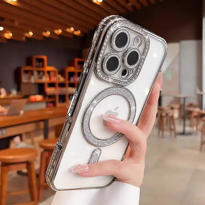 Luxury Sparkle Stone MagSafe Case with Full Lens Guard