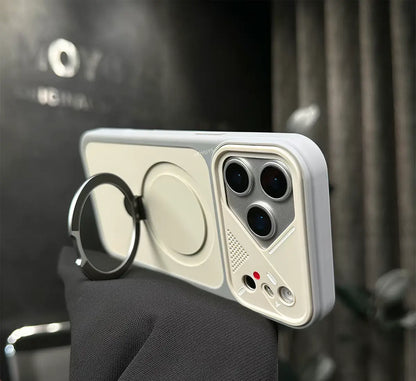 Cyber Grid Metal Stand MagSafe Case for iPhone