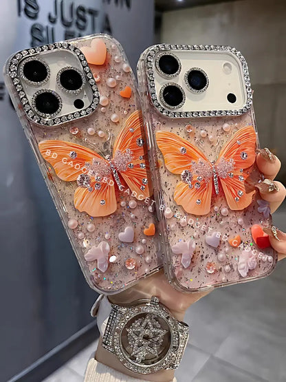 3D Butterfly Glittery Case For iPhone