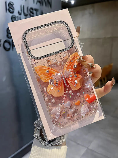 3D Butterfly Glittery Case For iPhone