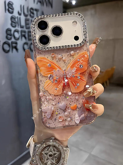 3D Butterfly Glittery Case For iPhone
