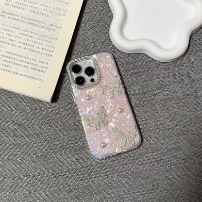 Pearl & Rhinestone Butterfly Case With Free Charm